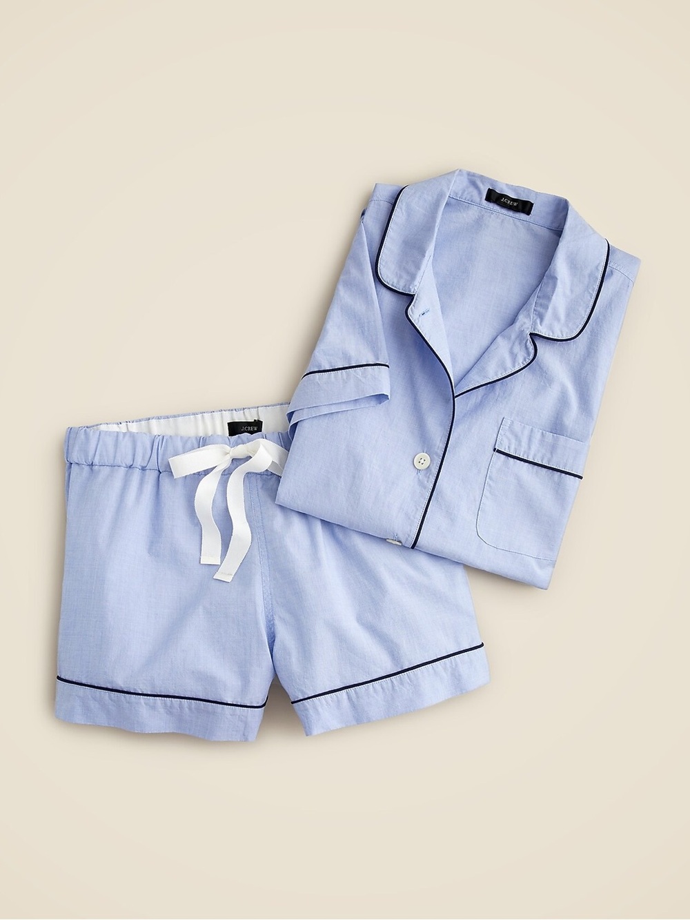 J CREW 2X Blue End-on-end cotton pajama short set